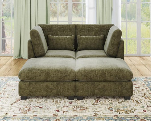 77" Oversized Chenille Couch Modular Sectional Sofa, Washable Cloud Couch by CHICHOUSE
