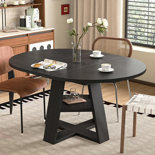 43.3in-59in Extendable Round Dining Table by Mxtxmy