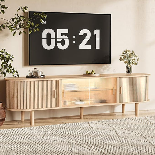 70" Fluted TV Stand with LED Lights by INNODToddlerTower