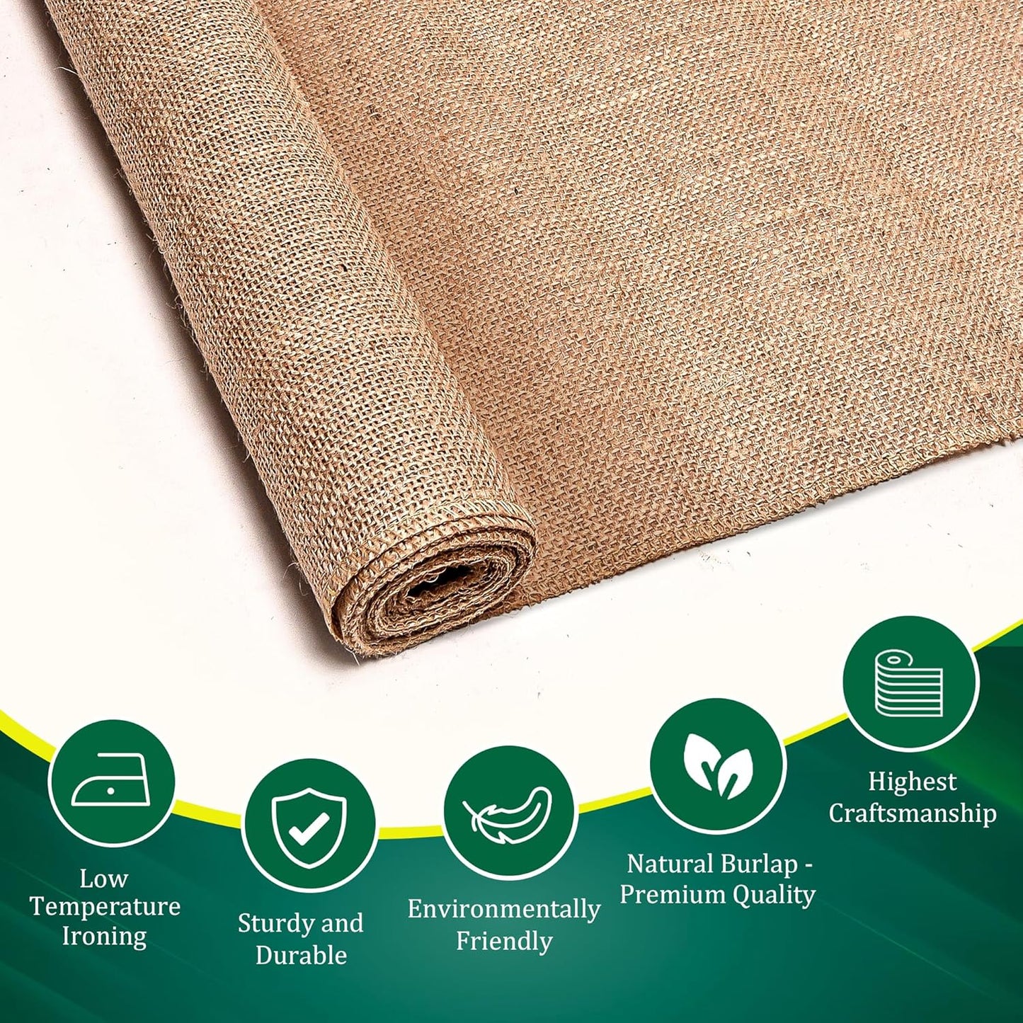 Burlap Table Runners (Pack of 12) – 12”x 108” - No-Fray Finished Edge Premium Quality Natural Table Runner – No Odor, Eco-Friendly Burlap Runner, Perfect for Rustic Table Decor and Other DIY Crafts