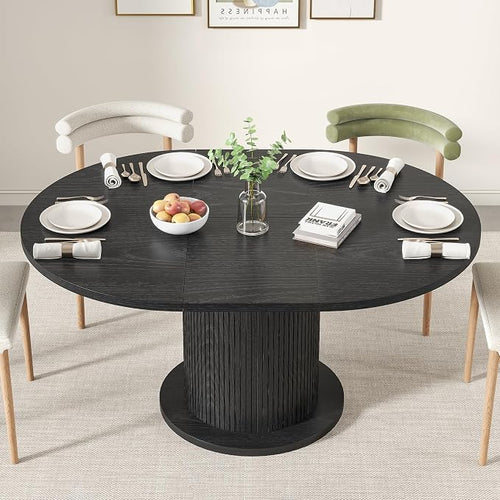 43.3 inch 59 inch Adjustable Size Round Dining Table by LUVIOHOME