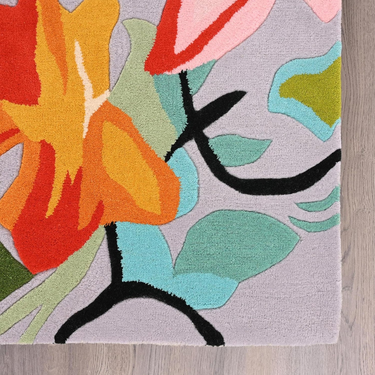 Handmade Wool Floral Area Rug for Living Room | Elegant Flower Garden Design, Soft, Thick and Durable | Bedroom, Dining Room & Home Decor Carpet (6' x 9', Floral K)