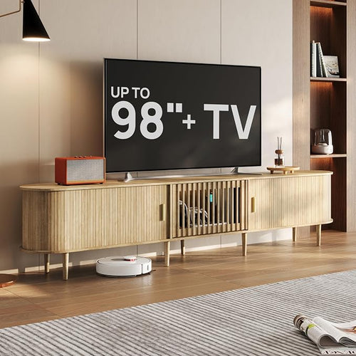 94.5" Fluted Mid Century Modern TV Stand by BEDEEP