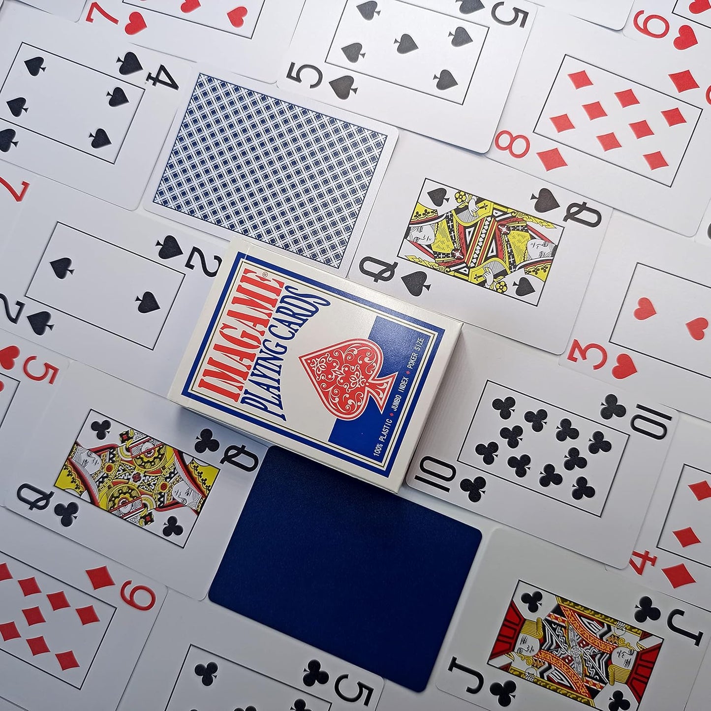 Plastic Playing Cards, Poker Size, Casino Quality, Jumbo Index, Waterproof & Washable, Perfect for Texas Hold’em Poker, 1 Blue Deck & 1 Red Deck