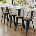 Andeworld Metal Bar Stools Set of 4, 24 inch Counter Height Barstools by Andeworld