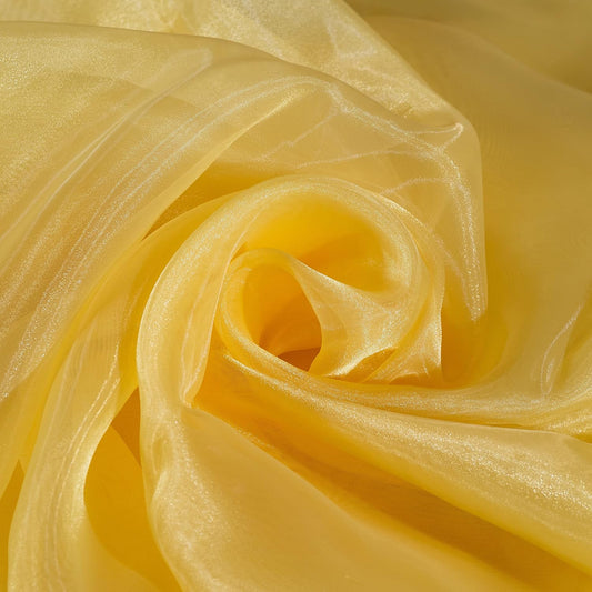 Fynite Sheer Organza Fabric | 20 Yards Long | 44" Wide | Bridal Solid Organza Bolt for Wedding Dress Fashion Craft Decorations - Gold