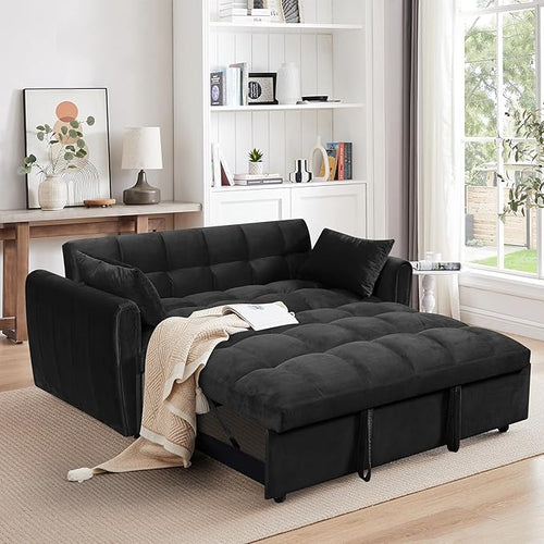 65 Inch Convertible Sleeper Sofa, 3-in-1 Sleeper Loveseat by IGHOVEATFURNITURE