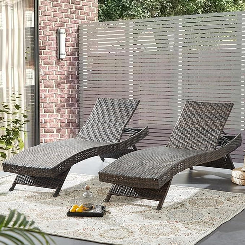 79'' Long Reclining Chaise Lounge Set, Outdoor Wicker Reclining Lounge Chair by Asifom