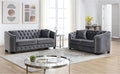 2 Piece Modern Chesterfield Velvet 77" 3-Seater+59" Loveseat Sofa Set, by Unknown