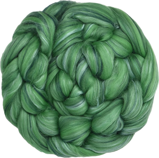 Merino Silk Luxe Tonal Designer Blend. Superfine Merino, Mulberry Silk, Tussah Silk. Top Roving for Spinning or Felting. Velvet Moss 1oz