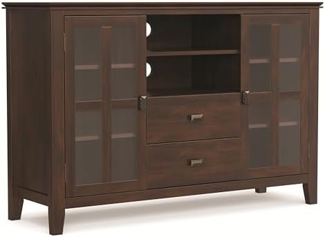 SIMPLIHOME Artisan 53" Wide Solid Wood TV Stand in Russet Brown by SimpliHome