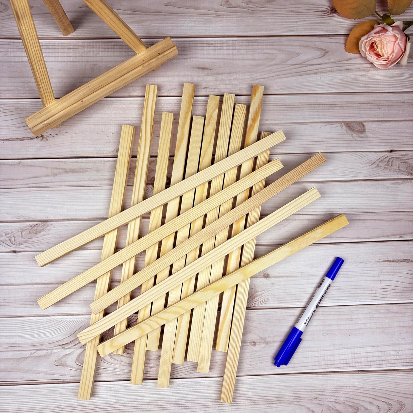 Square Wooden Dowels, Wooden Sticks for Crafts, 15 PCS 1/2" x 15" Square Wood Dowel Rods for Crafting, Unfinished Pine Hardwood Sticks for Woodworking Models Making Dollhouses Miniatures