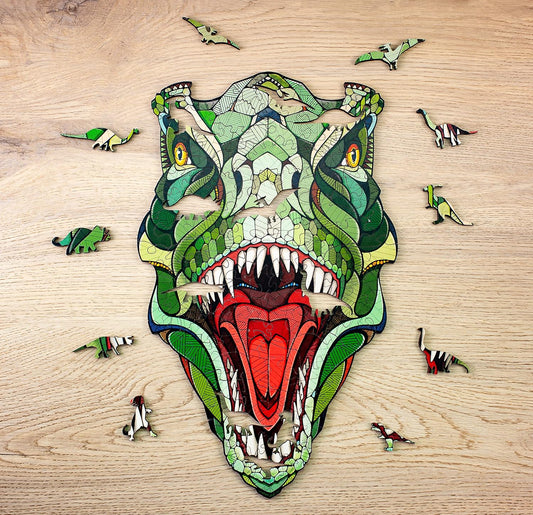EWA Home Décor – T-Rex Small 80 Pieces – Wooden Jigsaw Puzzle for Adults – Perfect for Artistic Home Decoration and Mindful Relaxation
