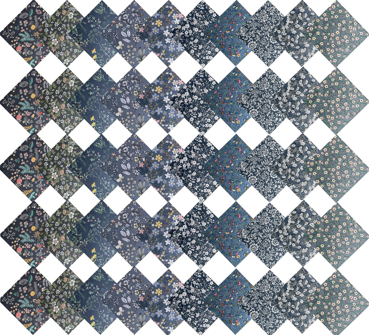 HANPATQUI 50PCS 12 x 12 inch Grey Printed 100% Cotton Fat Quarters Fabric for Sewing and Quilting Bundles Precut Fabric Square for DIY Craft Patchwork