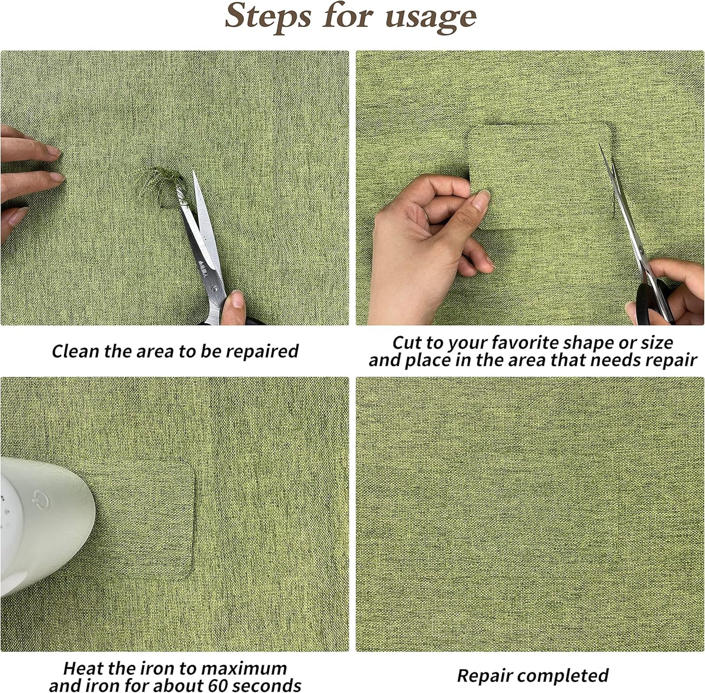 King Mountain Premium Linen Fabric Iron-on Repair Patch, Inside&Outside Fabric Repair Patch, 3"x60" with Backing Glue Linen Repair Decorative Patch kit (Linen-3"x60", Dark Grey)